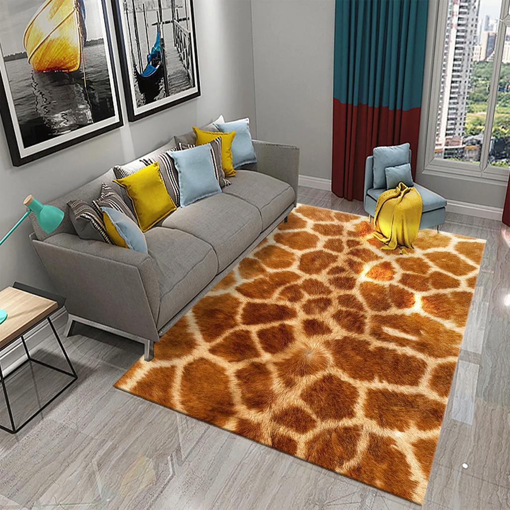 3D Animal Fur Carpets Leopard and Tiger Skin Rugs for Bedroom Living Room Kitchen Floor Decor Mats Bathroom Non-Slip Floor Rugs