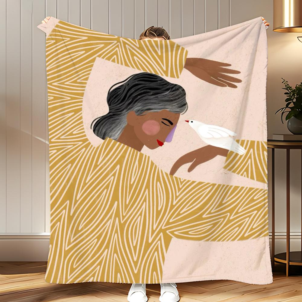 artwork Sofia Lind Art Modern Throw Soft Coral Fleece Blanket 310gsm Fluffy Warm Throw for Sofa Bed Couch Bedroom Decor