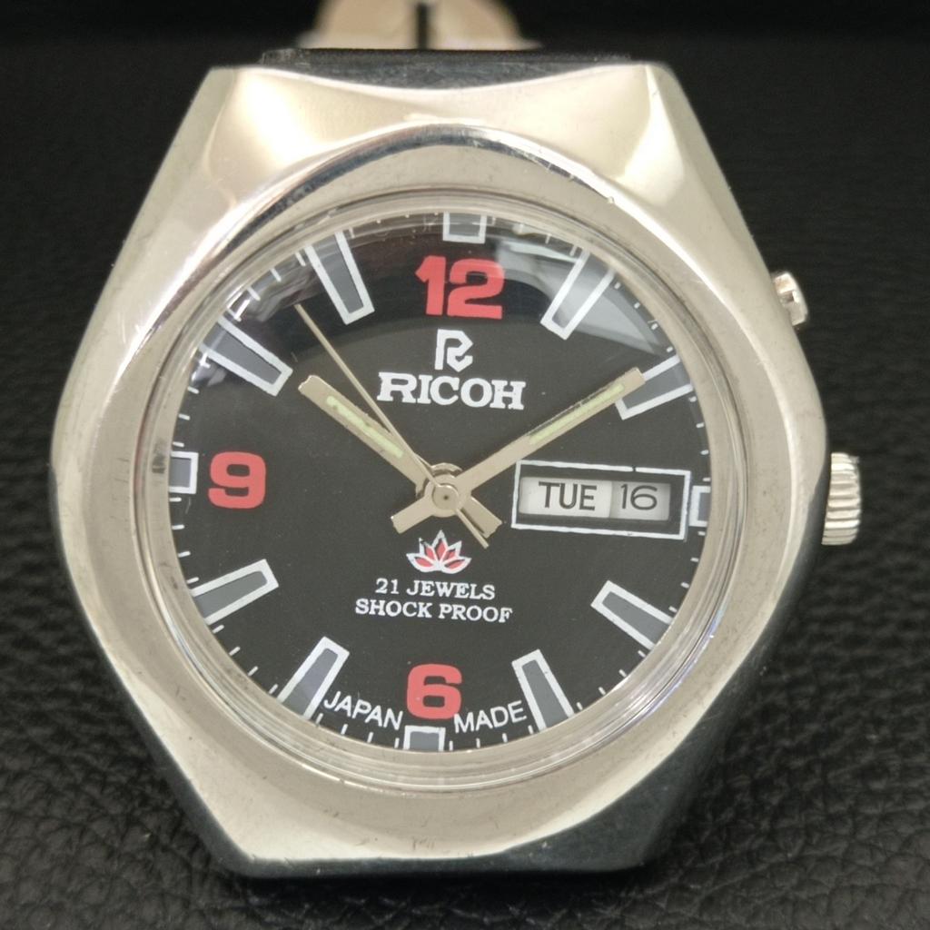 ВИНТАЖНЫЕ ЯПОНСКИЕ МУЖСКИЕ ЧАСЫ RICOH R31 АВТОМАТИЧЕСКИЕ ЧЕРНЫЙ ЦВЕТ ЦИФЕРБЛАТ a706857-1