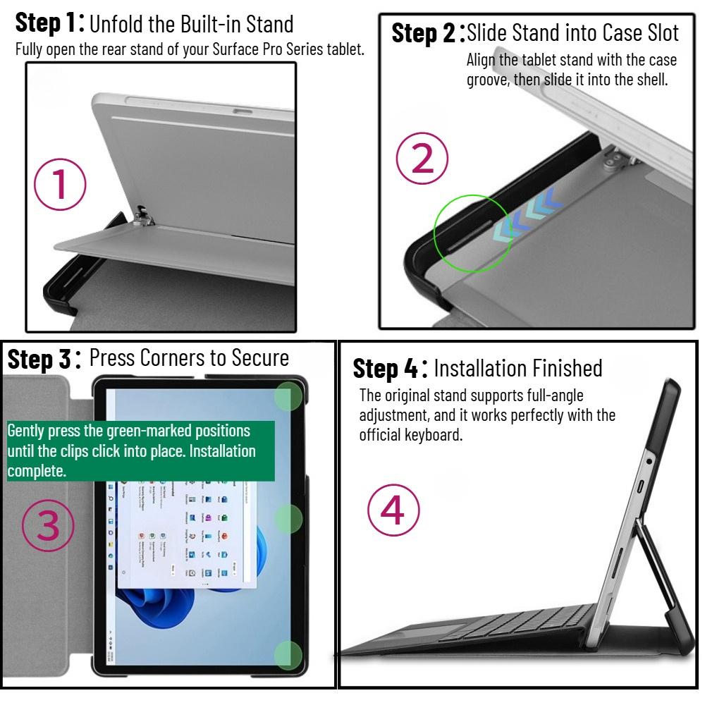 Чехол для Microsoft Surface Pro 7 6 5 4 Подставка Чехол из ПУ кожи 12,3 дюйма для планшета Microsoft Surface Pro 7 Plus