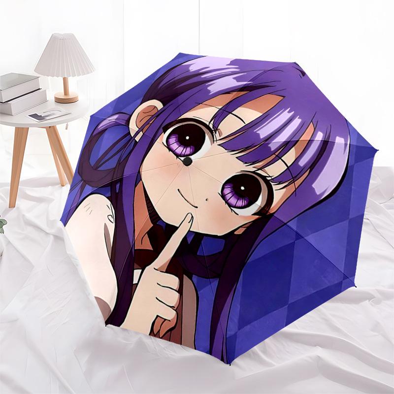 1pc Purple Hair Girl Design Automatic Opening Closing Umbrella with Convenient Three-Fold Design, 8-Bone Iron Frame Outdoor Umbrella, Perfect Gift for