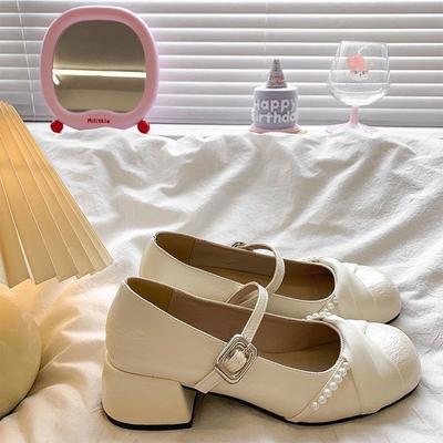 Красивые серебристые туфли-лодочки на высоком каблуке женские 2025 осень новая балетный темперамент толстый каблук с юбкой jk одинарная обувь