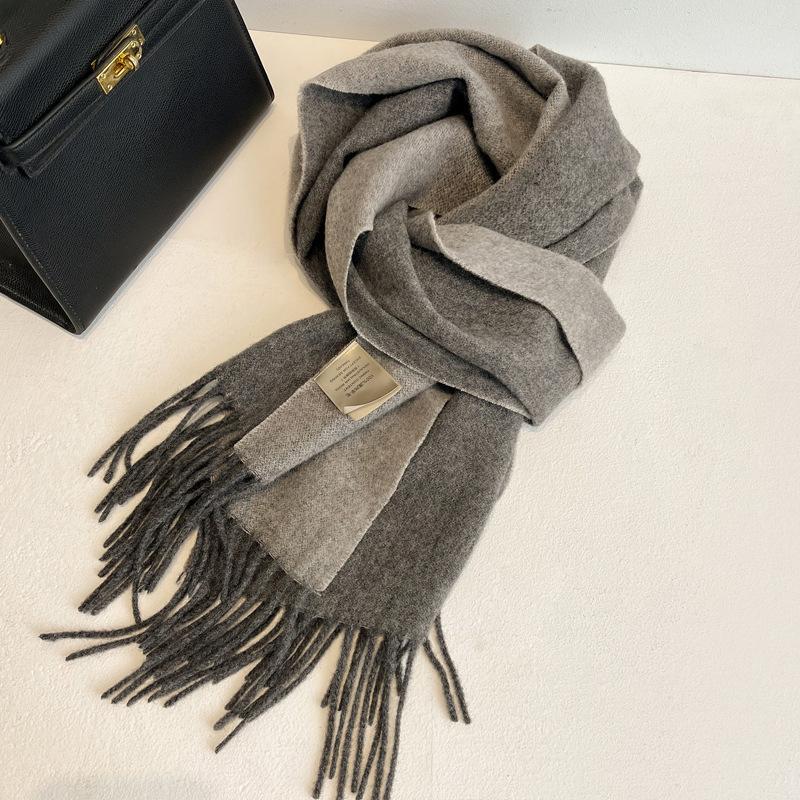 Шарф из чистой шерсти с плавным переходом цвета, женский зимний универсальный, с кисточками, длинный, двусторонний, цветной, большая шаль двойного назначения, новый