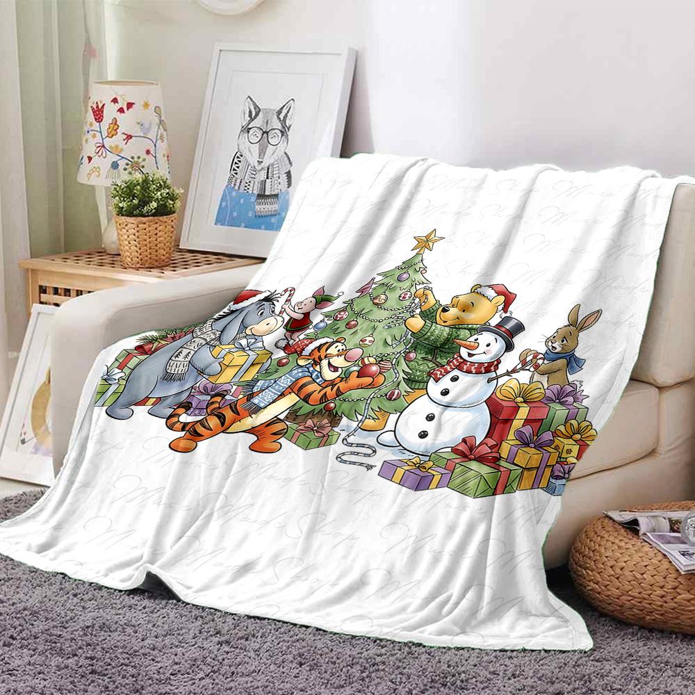 Christmas Winnie Pooh Party Blanket Soft Throw Blanket For Home Bedroom Bed Sofa Travel Office Solid Christmas Blanket
