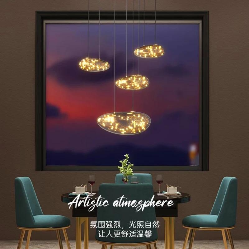 Современная минималистская лестница длинная люстра Glass Full Sky Star ресторанная люстра светильник для гостиной светодиодный светильник