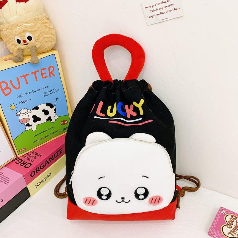 New Labubu Backpack Plush Pain Bag Cute Backpack Kapibala Canvas Bag Drawstring Bag CLE