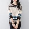 Осенне-зимний свитер женский корейский вариант ромбовидная сетка контрастный жаккардовый цвет круглый вырез длинный рукав повседневный трикотажный самарий женский интерьер