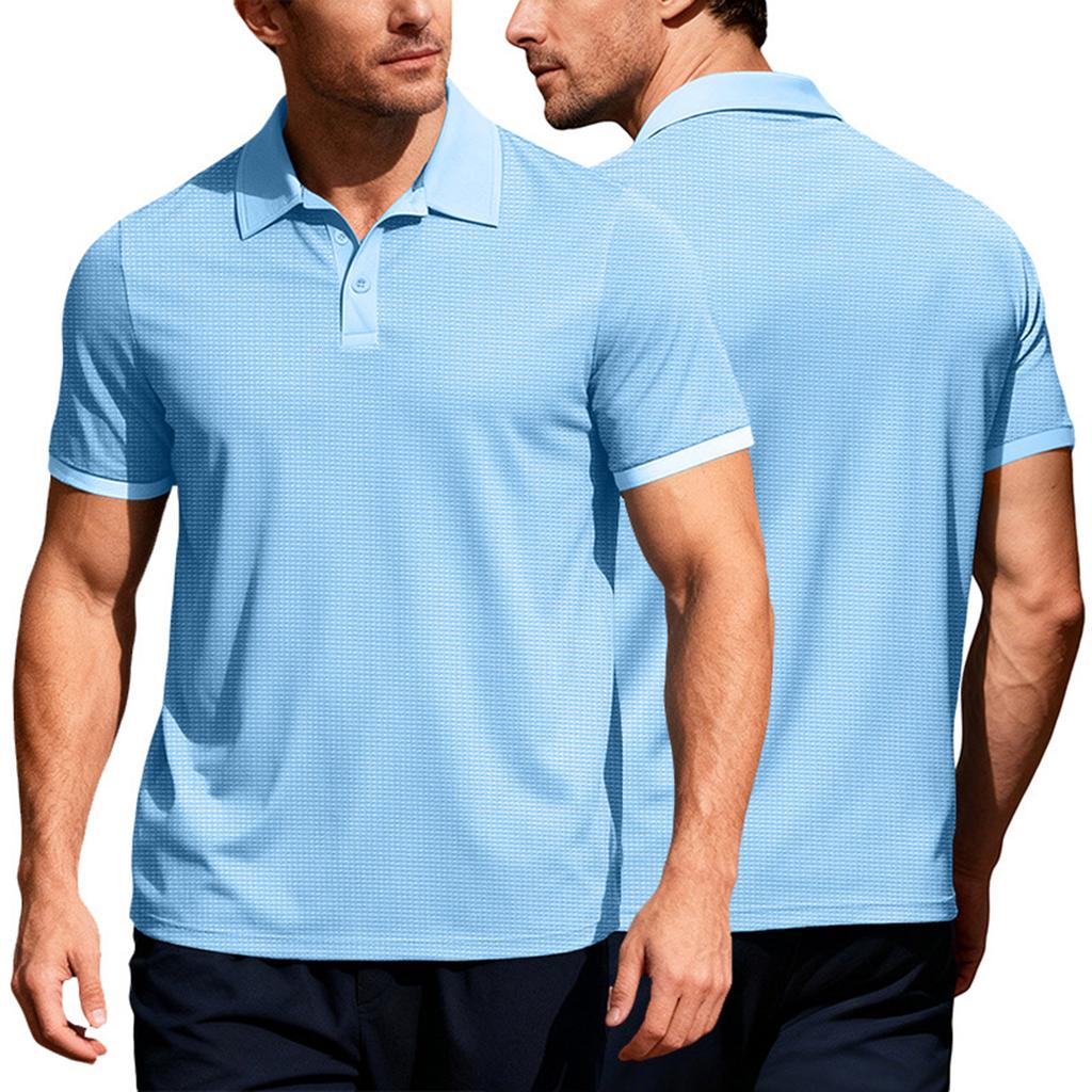 Men's Golf Shirt Casual Sports V Neck Ribbed Collar Short Sleeve Fashion Casual Color Plain Spring & Summer Regular Fit