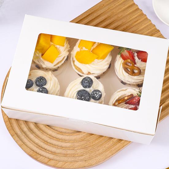 6 Pcs Cupcake Boxes Cupcake Containers Food Grade Material with Window Cookie Boxes Treat Boxes Holiday Wedding Birthday Party Bakery Supplies
