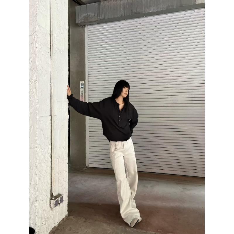 Men S Round Neck Solid Color Long Sleeve Loose Fit Casual T Shirt