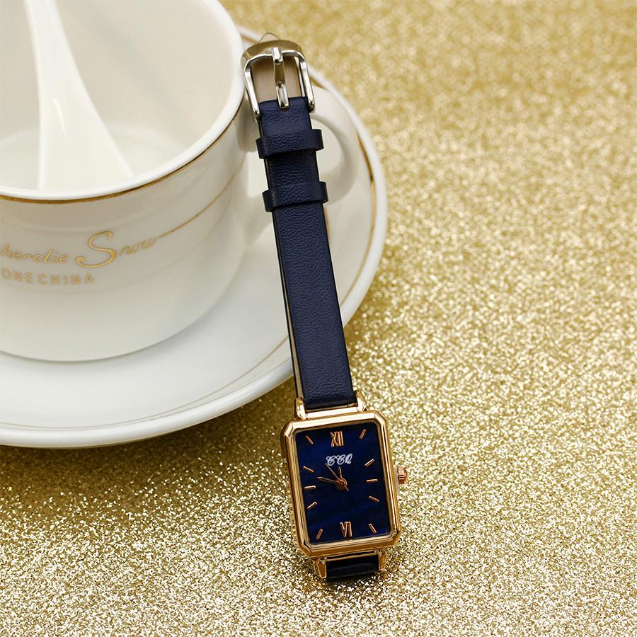 New Women Dress Watches Square Ladies Quartz Bracelet Watch Simple Rose Leather Strap Female Watches Girl's Gift