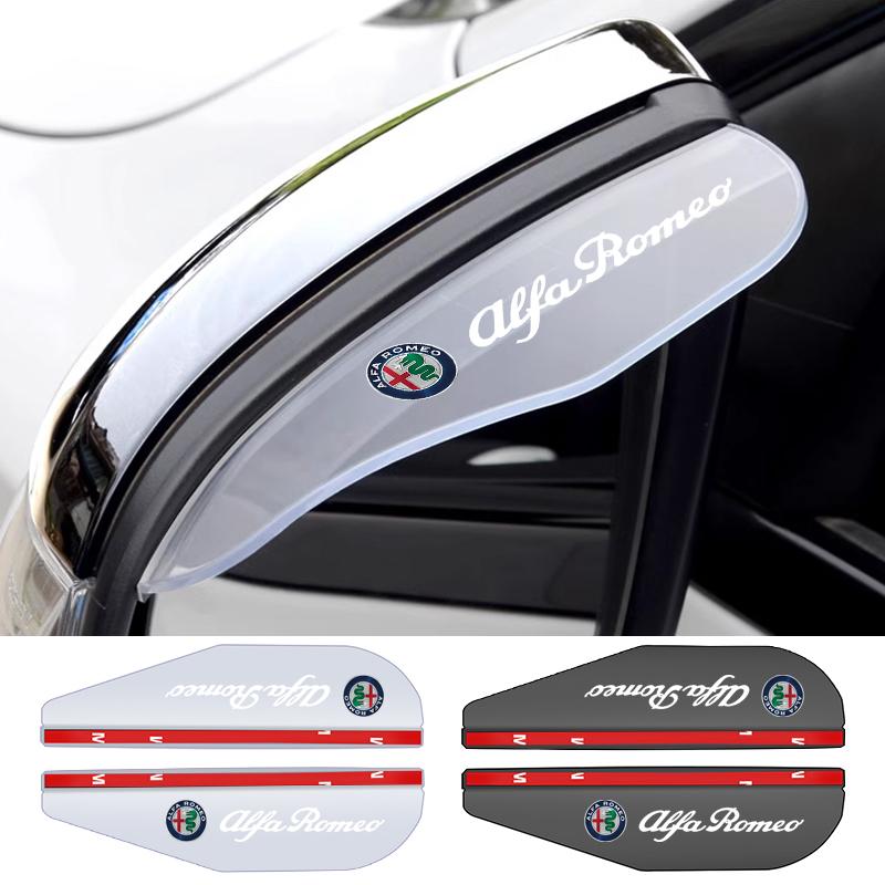 2Pcs For Alfa Romeo Giulia Stelvio Giulietta 156 159 147 Mito Car Rear View Side Rain Snow Guard Sun Visor Shade Protector