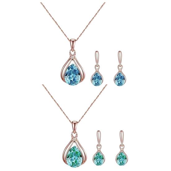 1 Set Bridal Necklace Earrings Geometric Rhinestone Jewelry Lightweight Shiny Jewelry