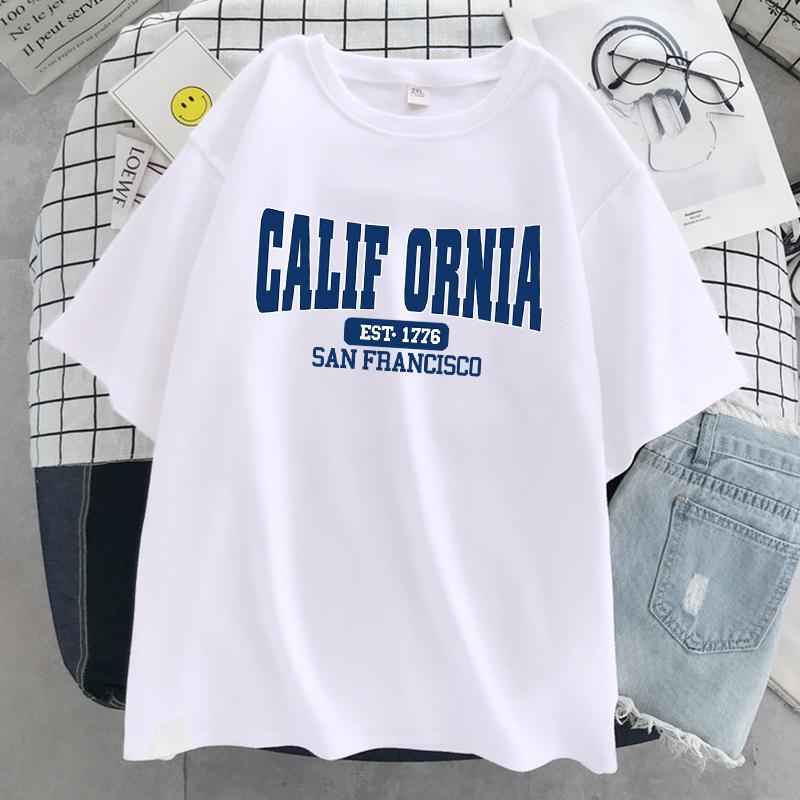 California Est 1776 San Francisco Print Women T-Shirt Street Summer Short Sleeve Cool Sport Clothes Soft Casual T Shirt Female
