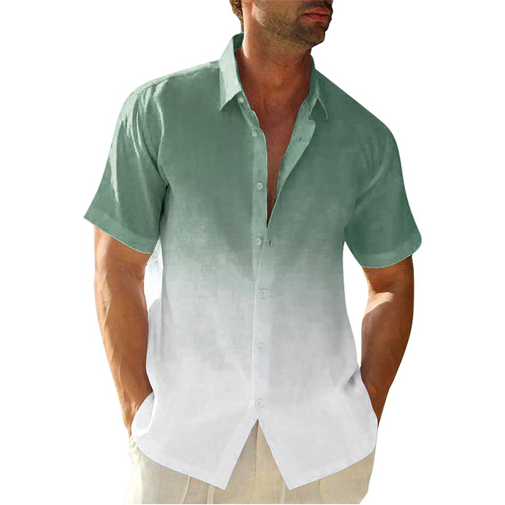 Мужская повседневная свободная рубашка с короткими рукавами, модная рубашка с лацканами, топ