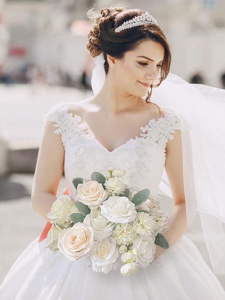 Шелковые цветы Искусственные цветы Комбинированные цветы Микс Розы Пионы со стеблями для самостоятельной свадьбы Свадебные букеты Украшения для стола на празднование рождения ребенка Домашний декор