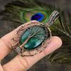 Malachite Gemstone Copper Wire Wrap Jewelry Pendant 2.99"