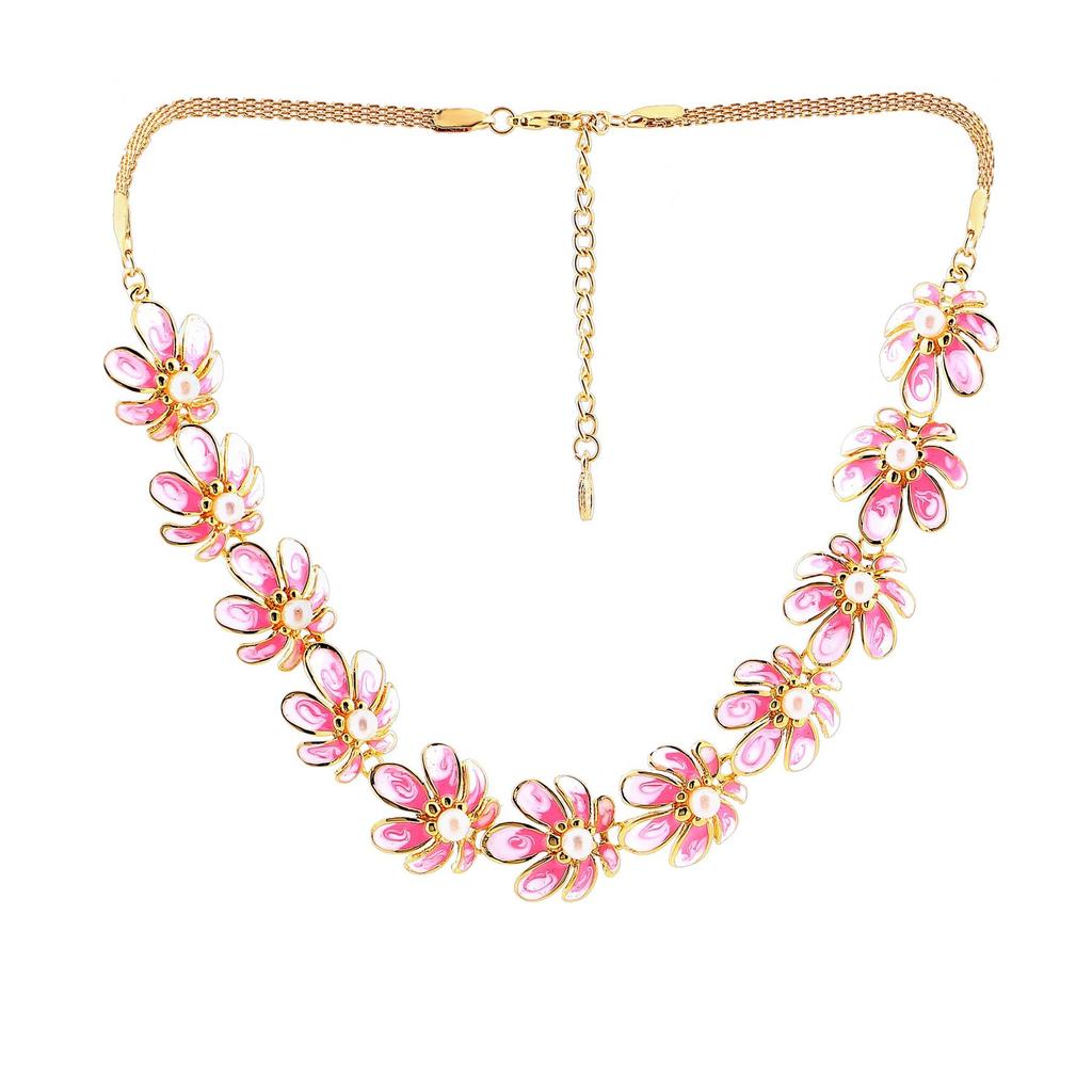 Комплект украшений Estele Gold Pink с цветочным колье для женщин