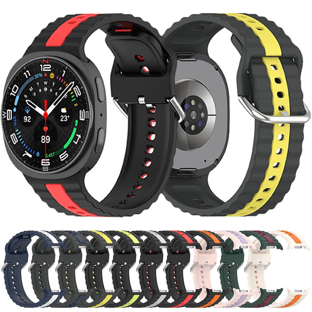 Двухцветный силиконовый ремешок для Samsung Galaxy Watch 8 44мм 40мм Оригинальный браслет Ремень Correa для Galaxy Watch 8 Classic 46мм Band
