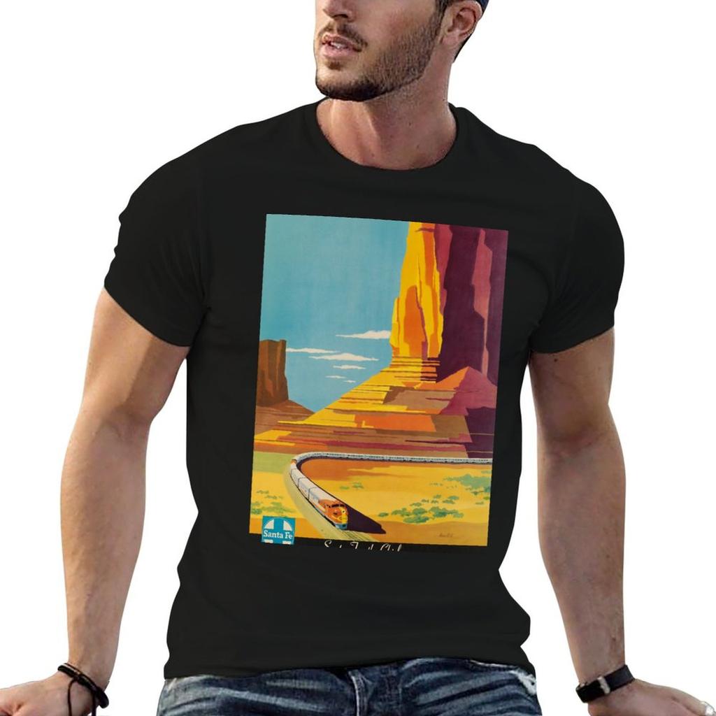 Santa Fe Vintage Travel Poster Tshirt Classic Graphic Short Sleeve Top