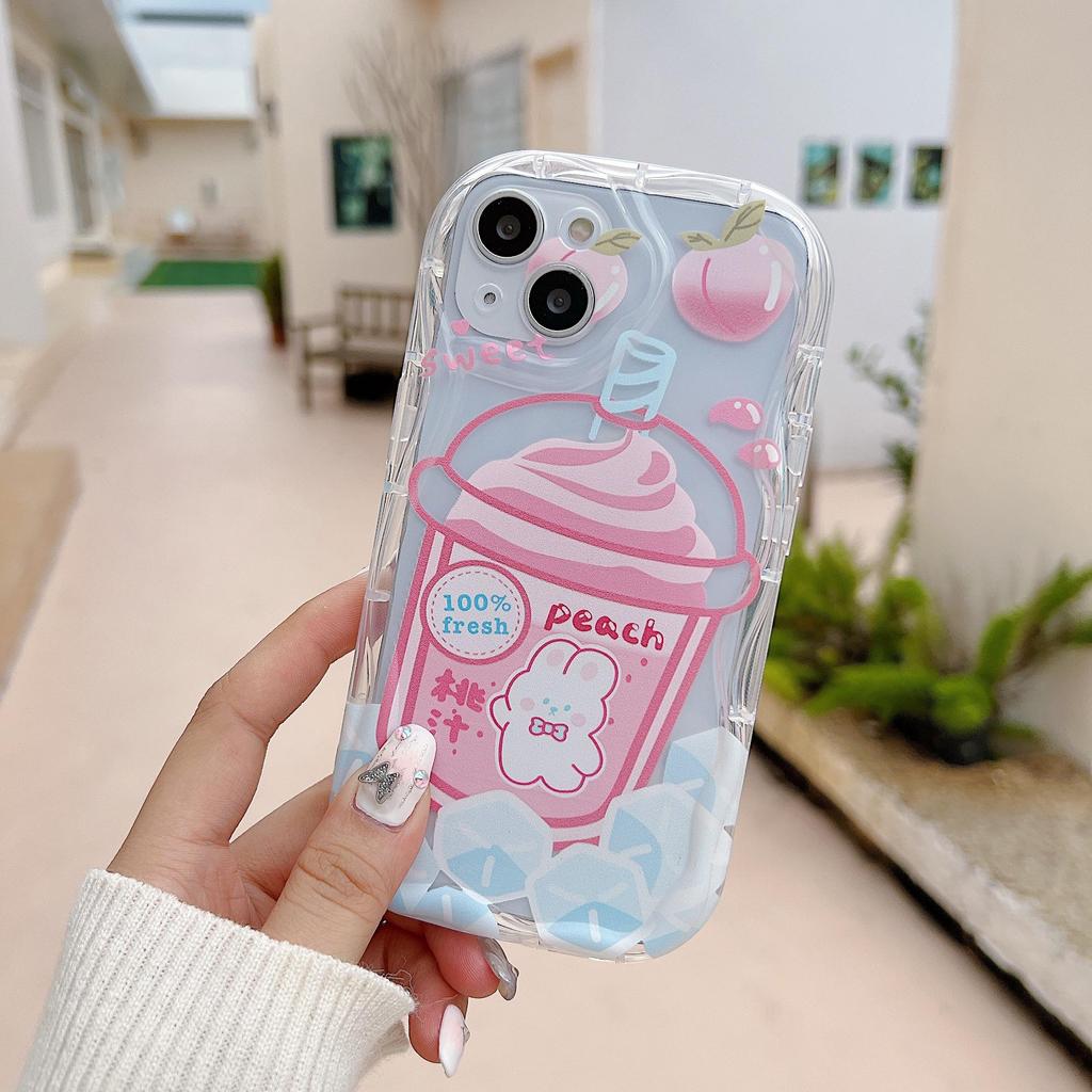 Cute Silicone Case for  Infinix Hot 30i Redmi Note 12 11 Samsung A54 A14 iPhone 11 13 Oppo Reno 8T Funda Cartoon Milk Tea Bear Cover Soft TPU Bumper