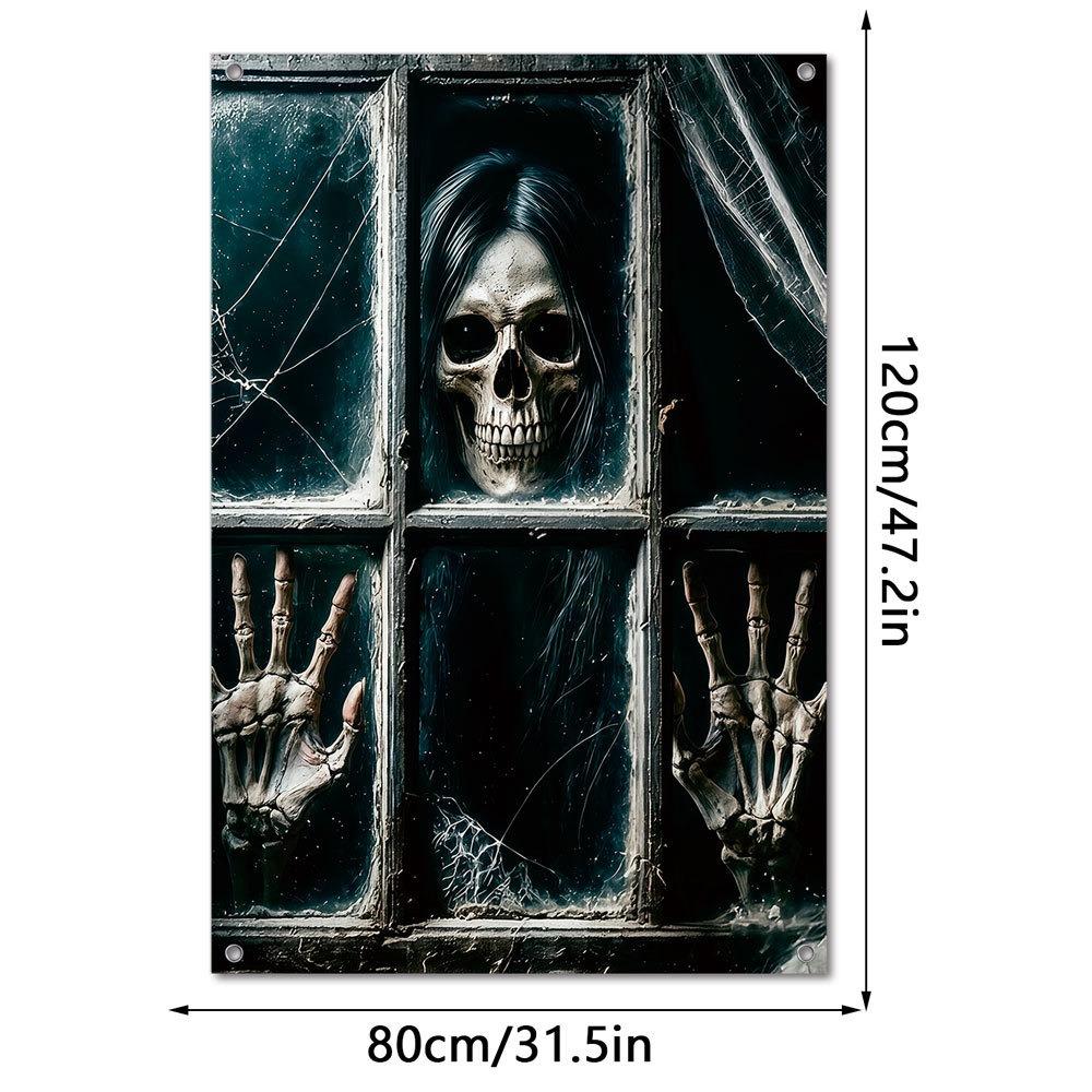 Large Size Halloween Curtain Multicolor Horror Hanging Cloth Fake Window Banner Home Decoration
