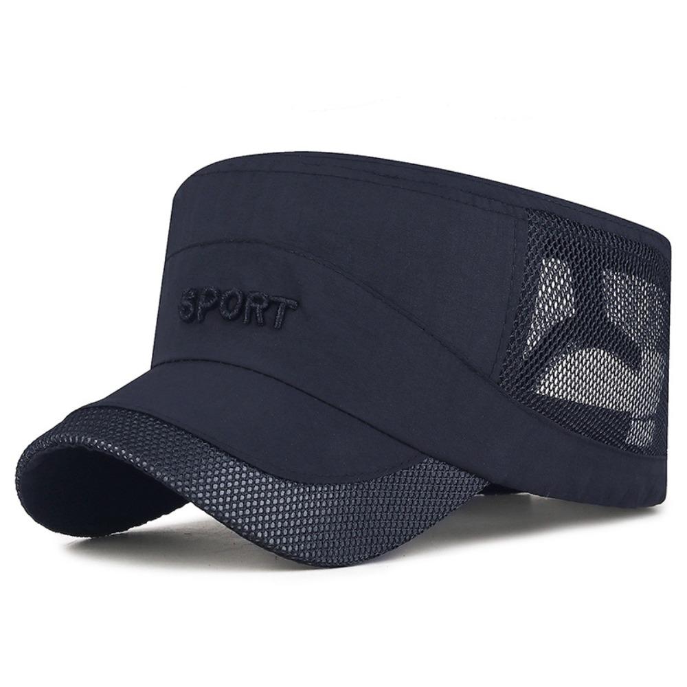 Adjustable Flat Top Cap Sun Protection Quick Drying Cap Retro Mesh Sun Hat  Sports Activities