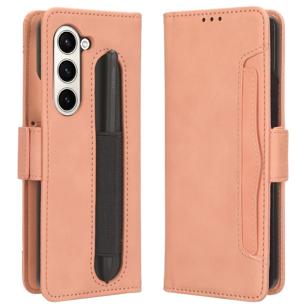 For Samsung Galaxy Z Fold6 5G Stand Case with Pencil Slot Anti-Scratch Leather Phone Cover