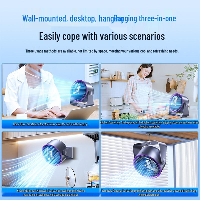 Wall-Mounted and Desktop USB Charging Fan for Home and Dormitory