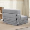Floor Sofa, Upholstered Couch, Convertible into Mattress, Foam, Cushion, Light Grey