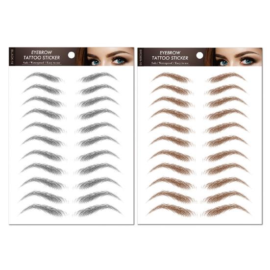 2 Sheets Waterproof Eyebrow Tattoo Stickers Hair-Like Natural Fake Eyebrows Makeup Accessories