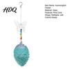 Refillable Bird Nectar Dispenser Pine Cone Shape Glass Hummingbird Feeder with Butterfly/Dragonfly Decor Outdoor Hanging