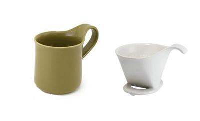 Набор: Кружка-дриппер ZEROJAPAN Cafe Mug & Set, Белый/Хаки, DMZ-15