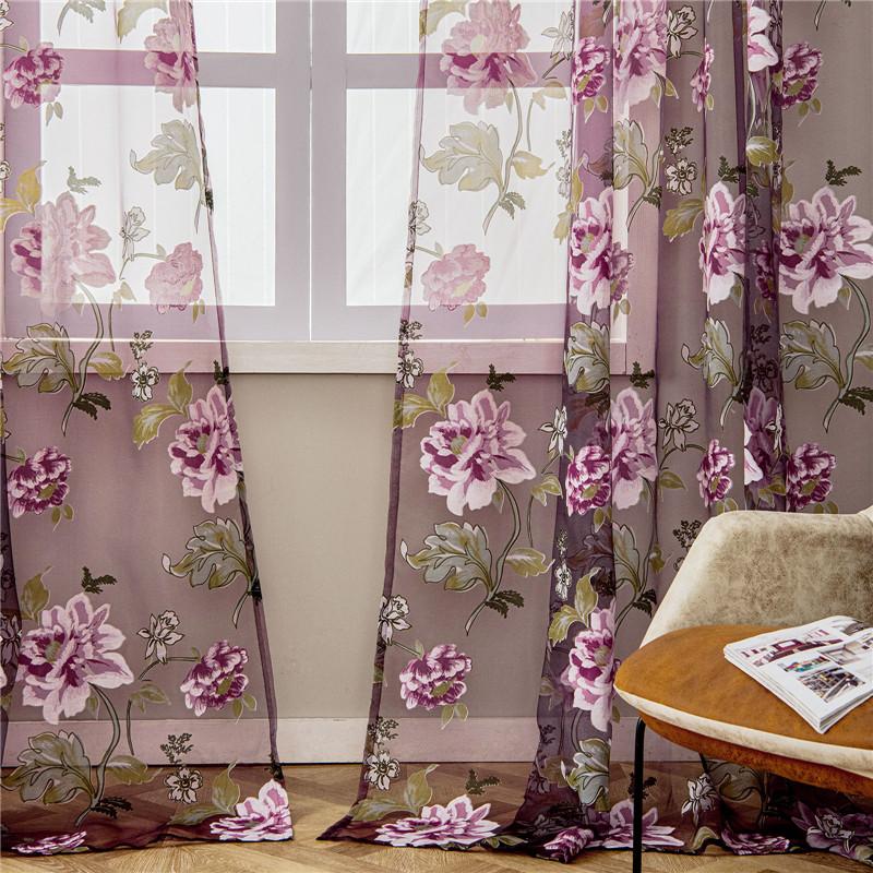 Topfinel Цветочные прозрачные оконные шторы для окон Роскошные прозрачные шторы для кухни Гостиная Панель для окон в спальне Люверс
