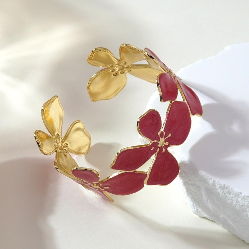 Dripping Oil Floral Bracelet Fashion Jewelry Women's Bracelet Fashion Open Bangle Bracelet Women
