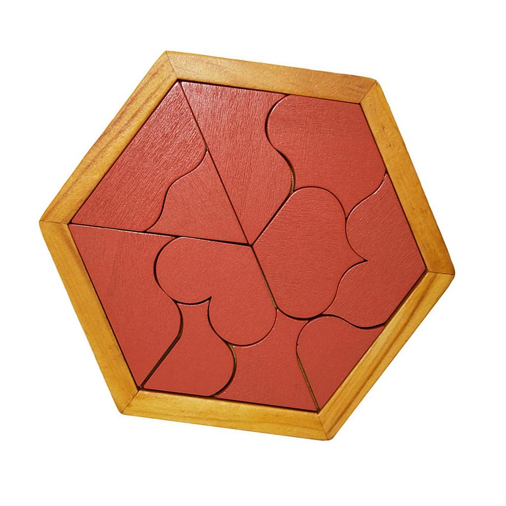 Шестиугольная головоломка Танграм - деревянные головоломки - геометрические формы развивающие игры для малышей, семейная портативная игра-головоломка