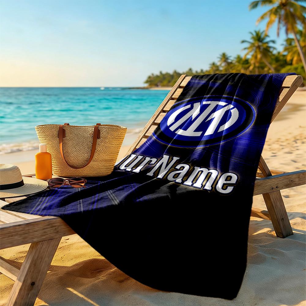 Inter Milan Customized Name Beach Towel Soft Durable Quick-Dry Suitable for Swimming Gym Camping Yoga Vacation