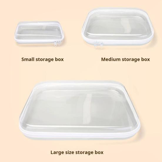 1/3Pcs Double Zippered Hard Pouch Storage Box Transparent Design Stackable Waterproof Cosmetic Storage Organizer Travel Small Toiletry Bag