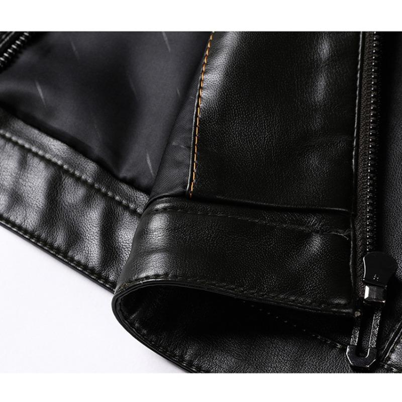 Кожаная куртка, мужская осенне-зимняя новая мужская куртка с воротником-стойкой, мягкая кожаная куртка, мужская свободная повседневная кожаная куртка