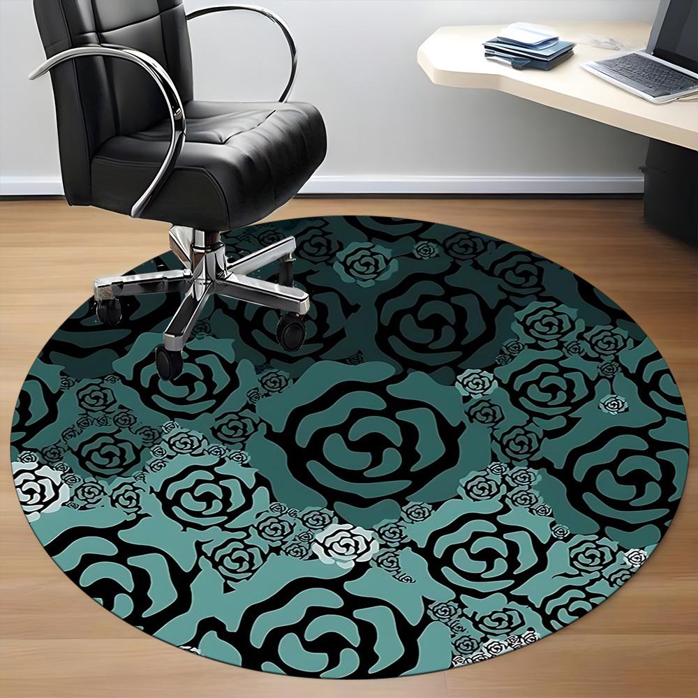 1pc Rose Pattern Office Round Area Rug, Under Office Chairs Bedroom Living Room Home Decor, Room Deco, Available in Various Sizes