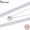 Bamoer Double Circle Chain Necklace for Women 925 Sterling Silver Miss & Love Wedding Fine Jewelry