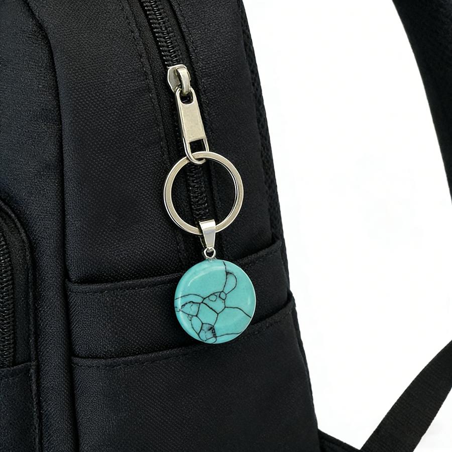 7 Styles Natural Stone Beads Keychain Unisex Car Backpack Charm Pendant Decoration Meditation Healing Positive Energy Key Ring