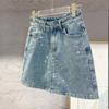 ZZ Shiny Diamond A-Line High-Waisted Denim Skirt for Women - Summer 2025 Edition