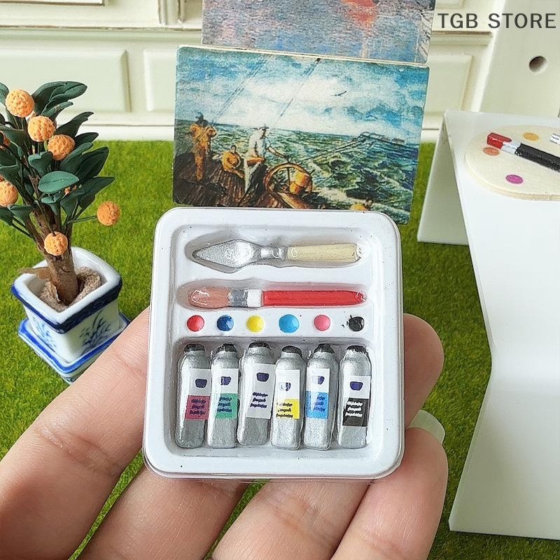 Miniature Watercolor Pencil Paint Box Lifelike Design Mini Paint Box Pretend Toys DIY Simulated Scene Model Play