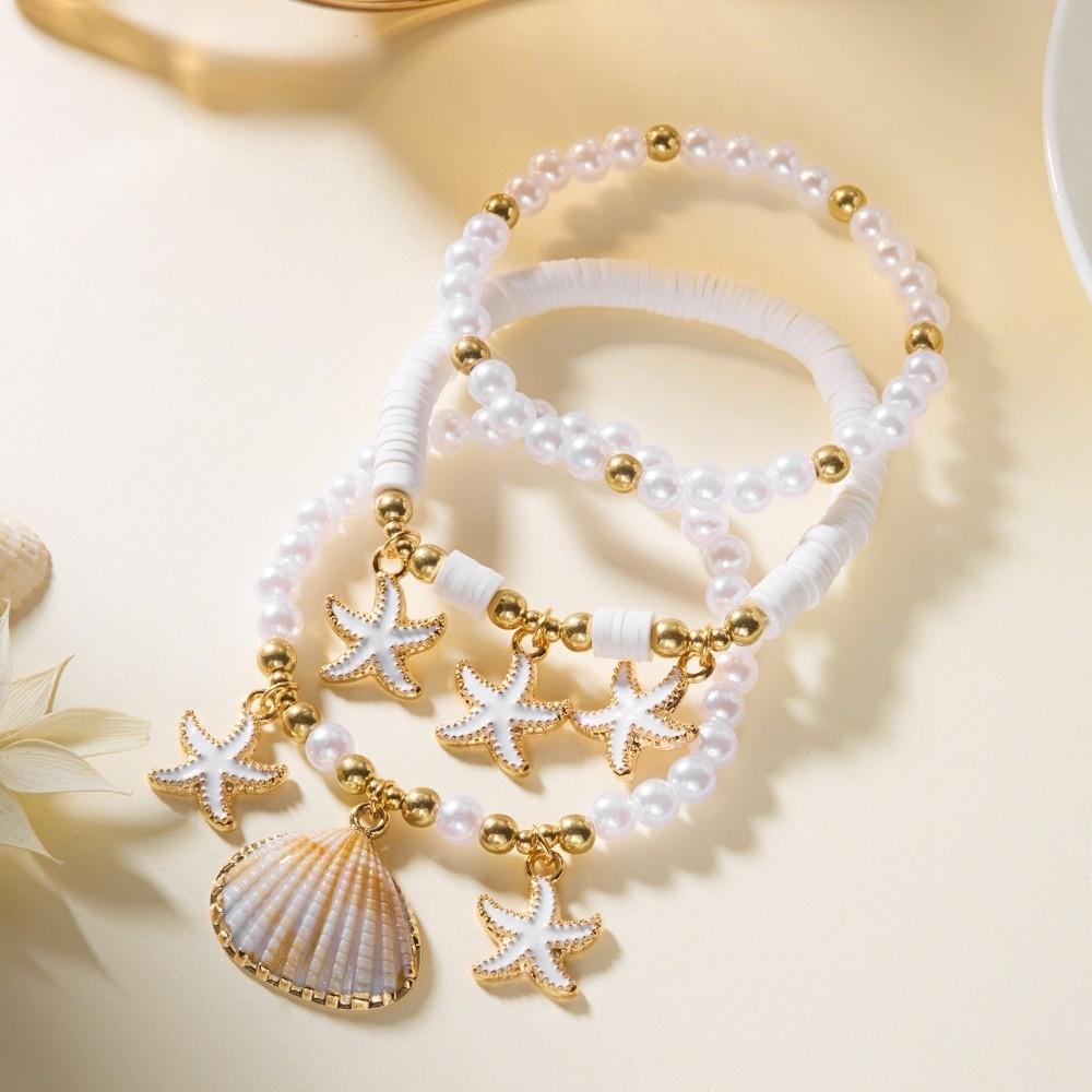 Starfish Multilayer Shell Bracelets Bohemian Wrap Charm Hand Chain New Conch Beaded Bangles Gifts