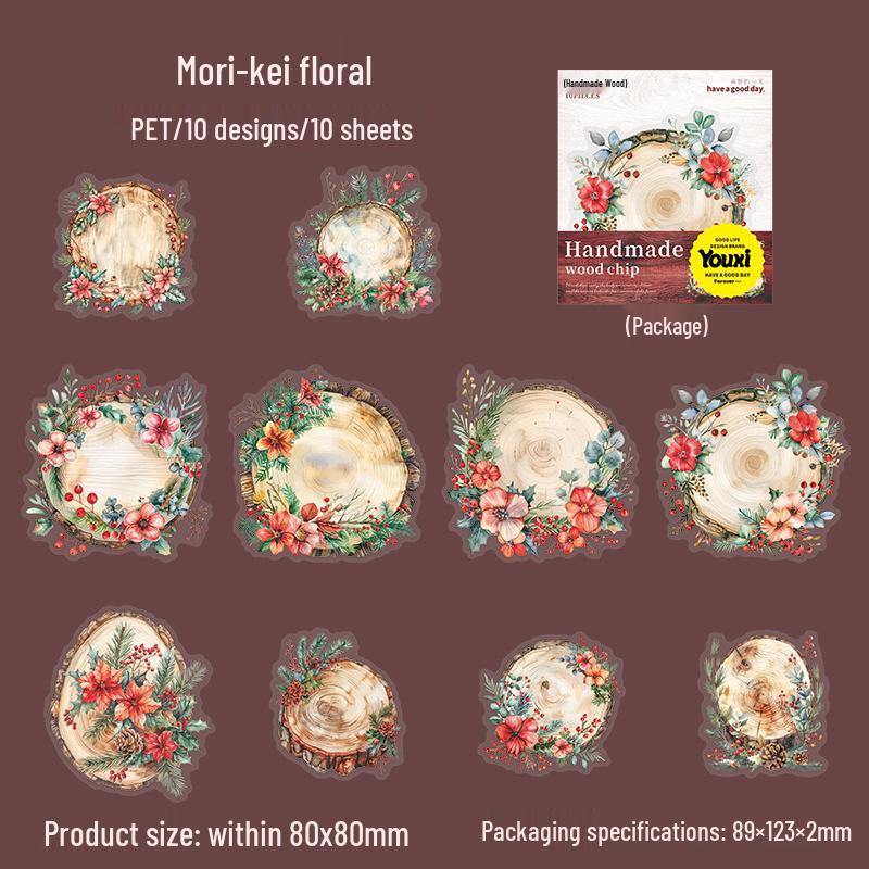 Набор ПЭТ-наклеек «Витражное окно в стиле ретро»: Серия «Прекрасный день», 10 листов с 6 дизайнами для украшения журнала.