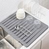 1 Silicone Sink Mat, Large Sloped Drainage Dish Drying Pad for Utensils and Plates
