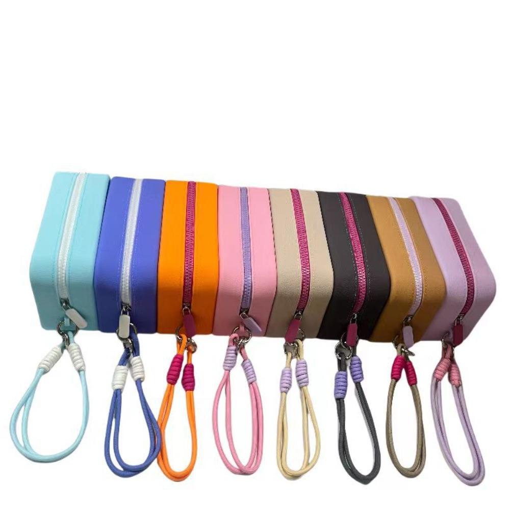 Кошелек для монет на молнии, однотонная косметичка, модный квадратный кошелек с наушниками