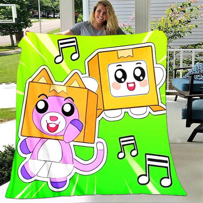 1pc Blanket Lankybox Foxy and Rocky3 Print Design, Lightweight Blanket for Sofa, Bed- Soft &Warm, Gift for All Seasons like Christmas, Halloween