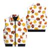 Men's Casual Loose Fit Padded Vest with Zip Front Lapel Collar and Side Pockets Leaf Print
